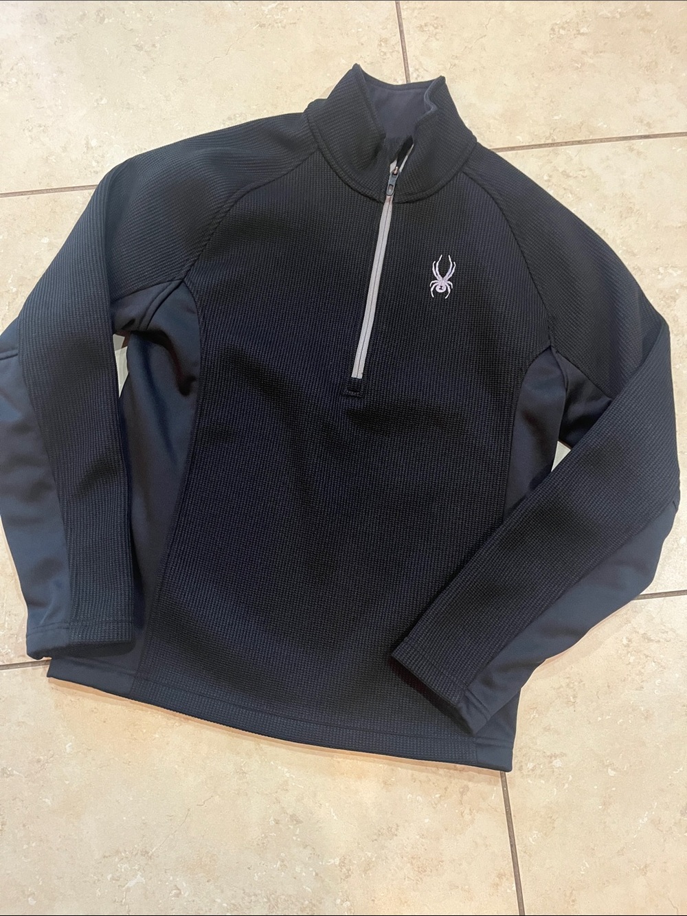 Spyder Men's Black Half-Zip Performance Pullover with Silver Zip